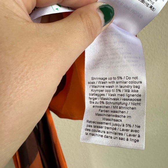 Ganni Orange Printed Mesh Wrap Top - Picture 10 of 13